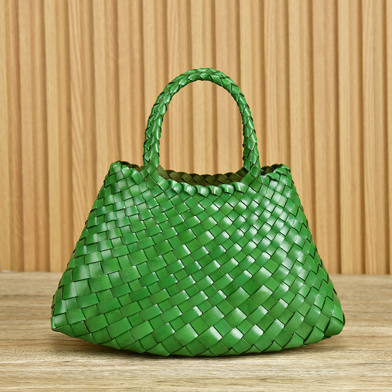 Leather Basketweave Handbag