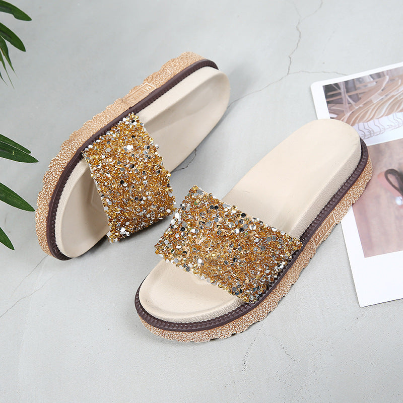 Beaded Strap Flat Sandal