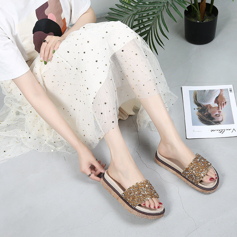 Beaded Strap Flat Sandal