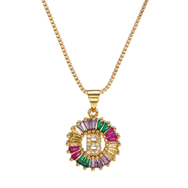 Rainbow Initial Necklace
