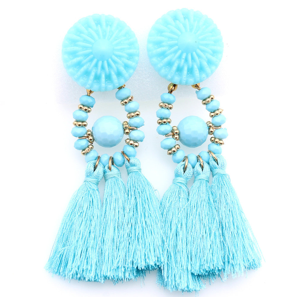 Beaded Tassel Shoulder Duster Earrings