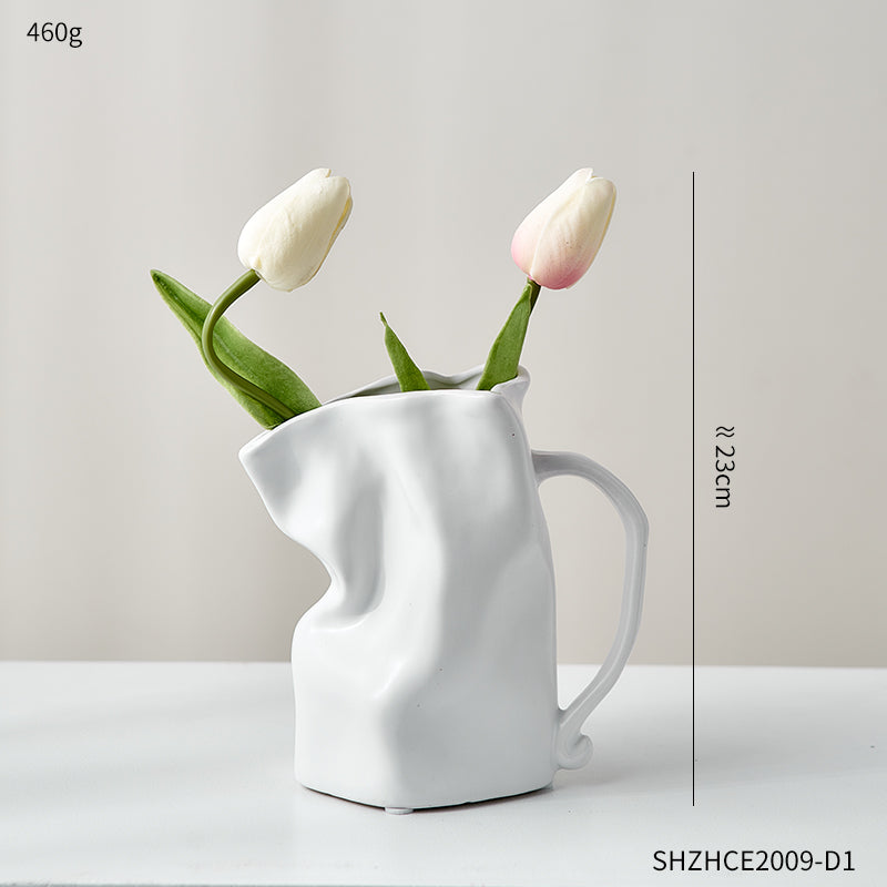 Ceramic Crumbled Pitcher Vase
