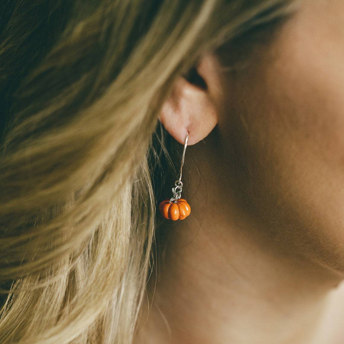 Dainty Fall Pumpkin Dangle Earrings