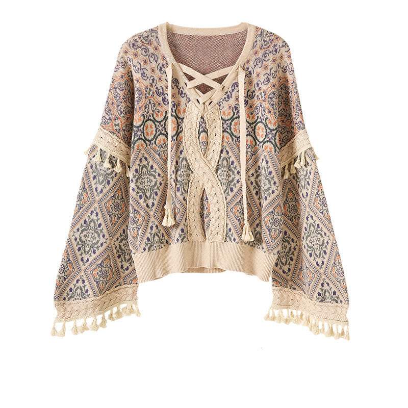 Boho Twist Tassel Sweater