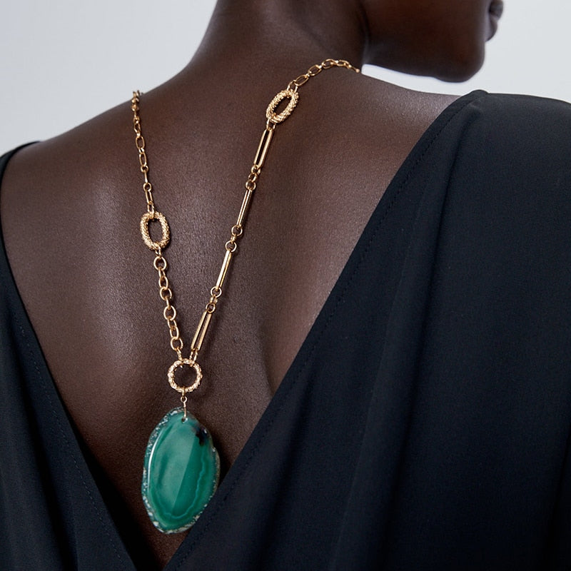 Green Agate Stone Necklace