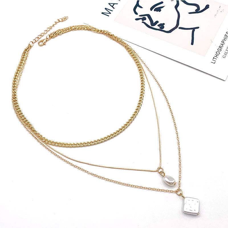 Golden Retro Multi-layer Pearl Necklace