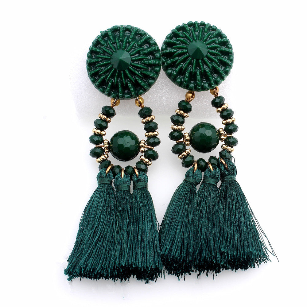Beaded Tassel Shoulder Duster Earrings