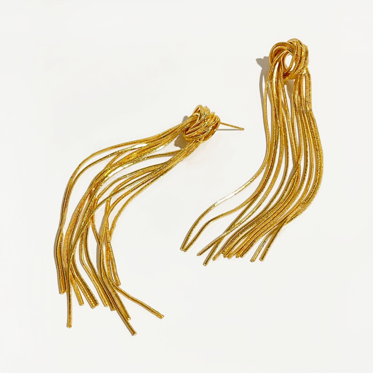 Metallic Tassel Shoulder Duster Earrings