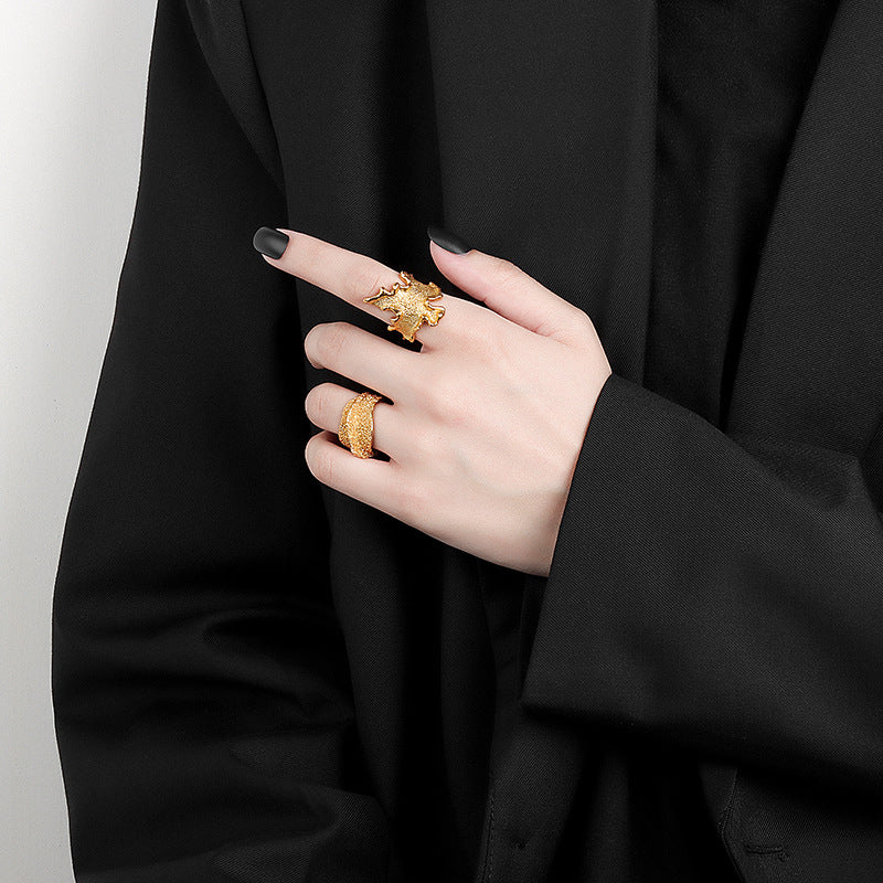 Boho Organic Shape Textured Ring