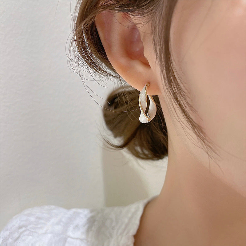 Shimmer Ribbon Hoop Earrings