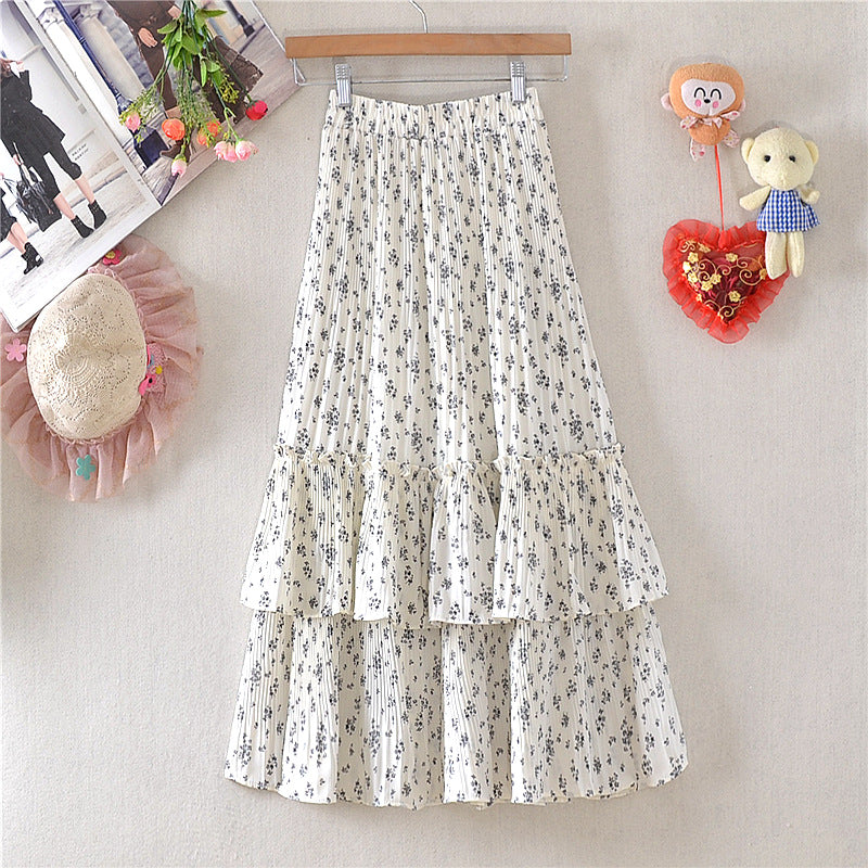 Floral Layered Ruffle Maxi Skirt