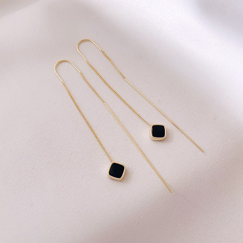 Black Diamond Threader Earrings