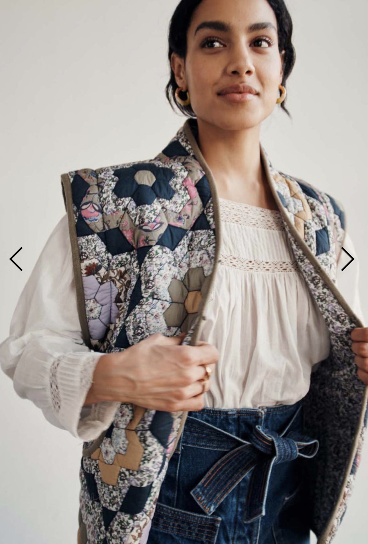 Wildflower of the Field Quilted Coat Vest Removable Sleeve