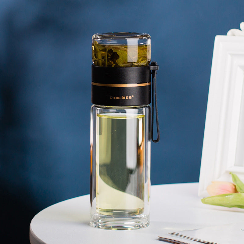 Tea Infuser Filter Glass Water Bottle