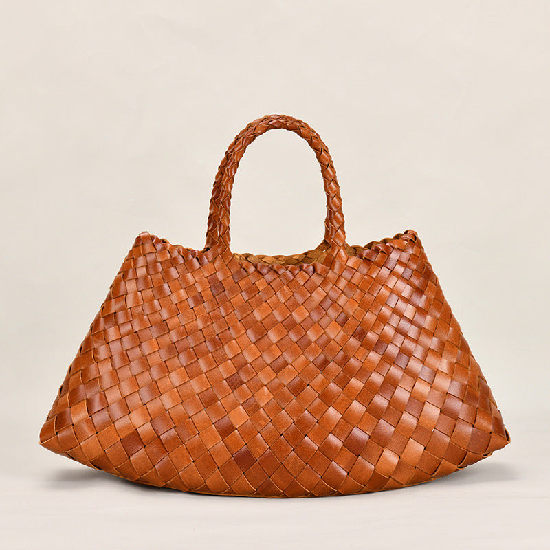 Leather Basketweave Handbag