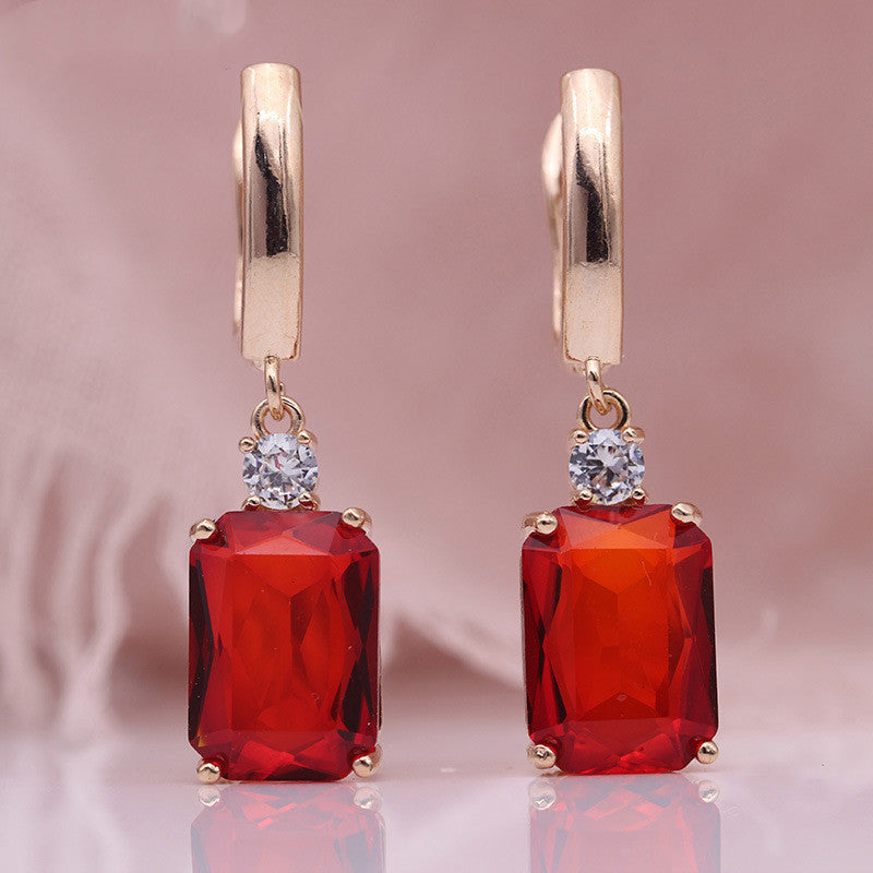 Square Crystal Drop Earrings