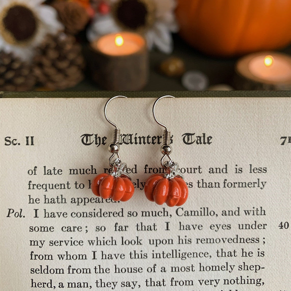 Dainty Fall Pumpkin Dangle Earrings