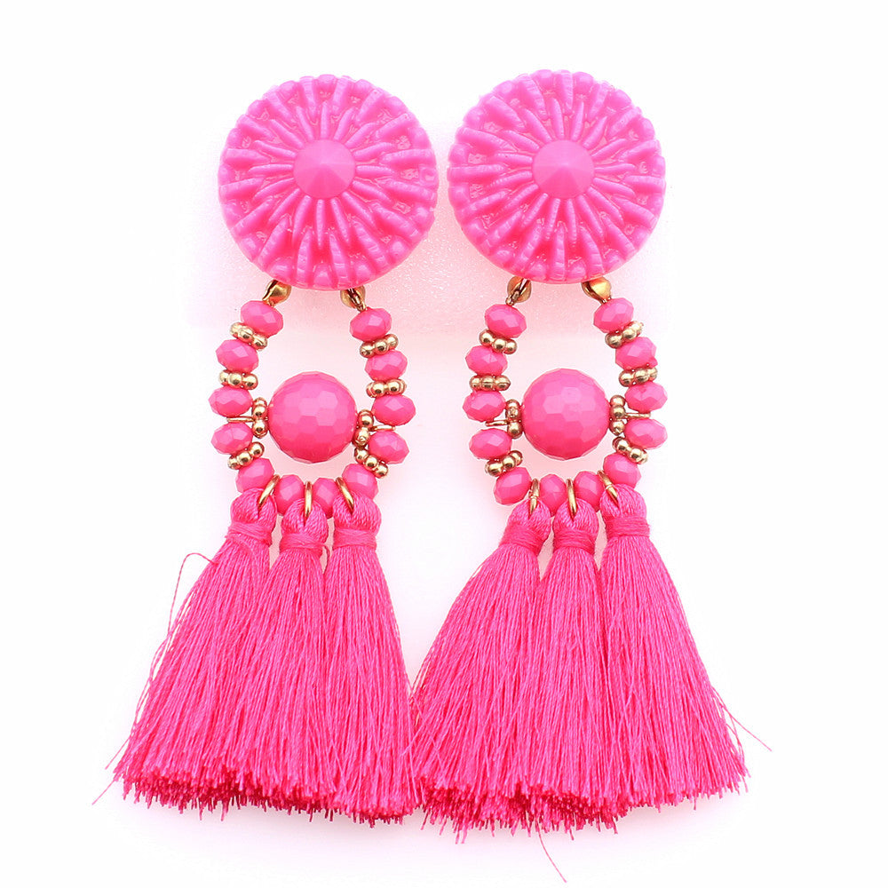 Beaded Tassel Shoulder Duster Earrings