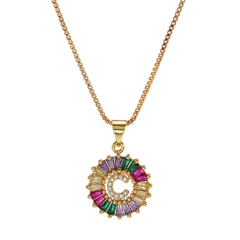 Rainbow Initial Necklace