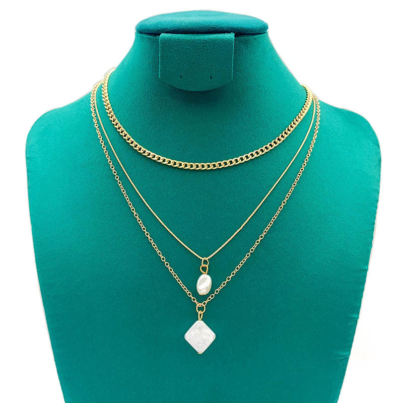 Golden Retro Multi-layer Pearl Necklace