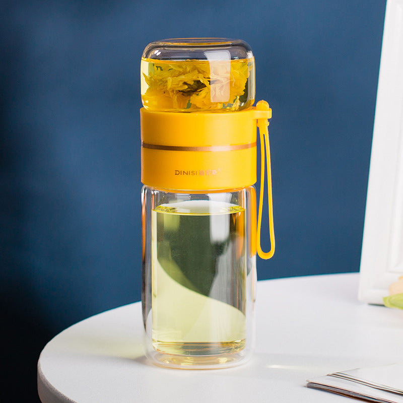 Tea Infuser Filter Glass Water Bottle