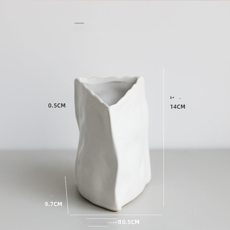 Nordic Ceramic Paper Bag Vase