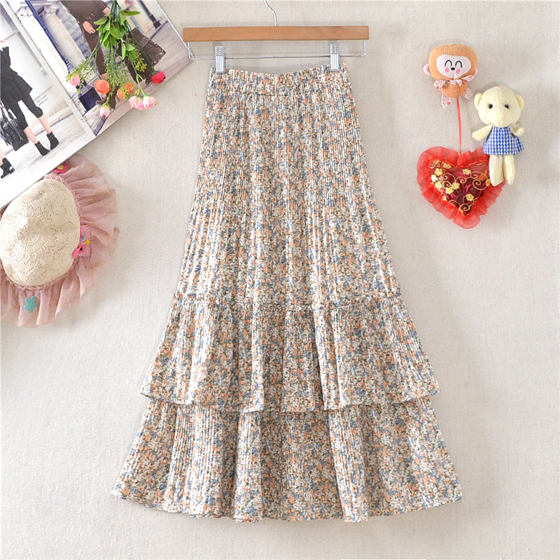Floral Layered Ruffle Maxi Skirt