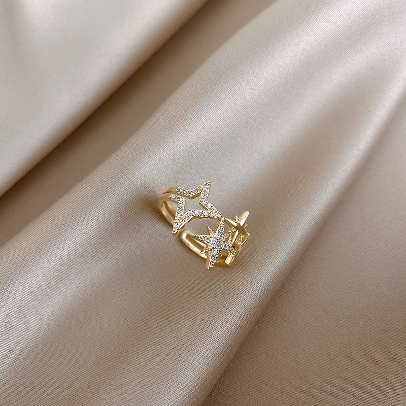 3 Piece Dainty Pearl and Rhinestone Ring Set