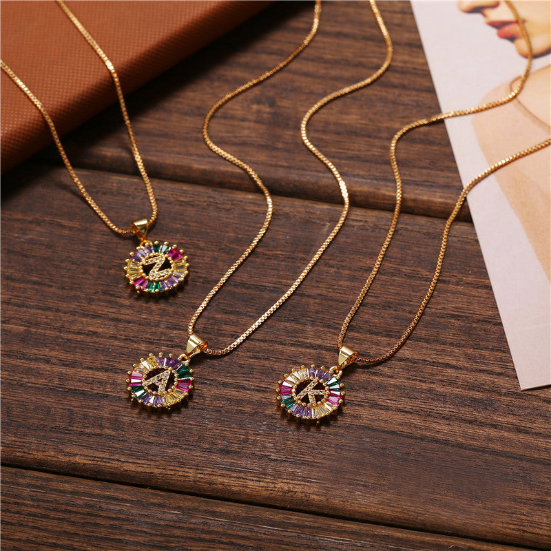 Rainbow Initial Necklace