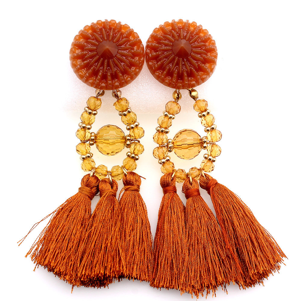 Beaded Tassel Shoulder Duster Earrings