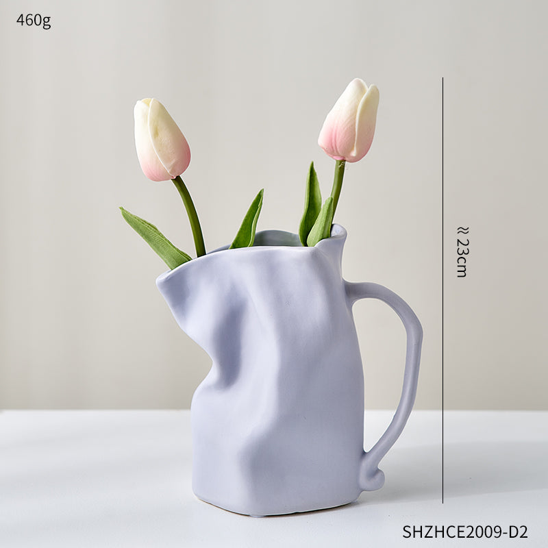 Ceramic Crumbled Pitcher Vase
