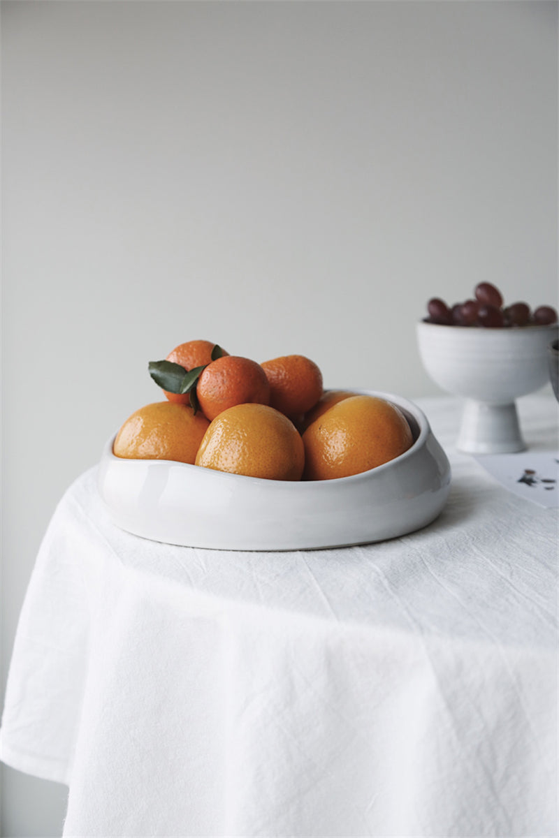 Creamy White Irregular Design Minimalist Ceramic Bowl