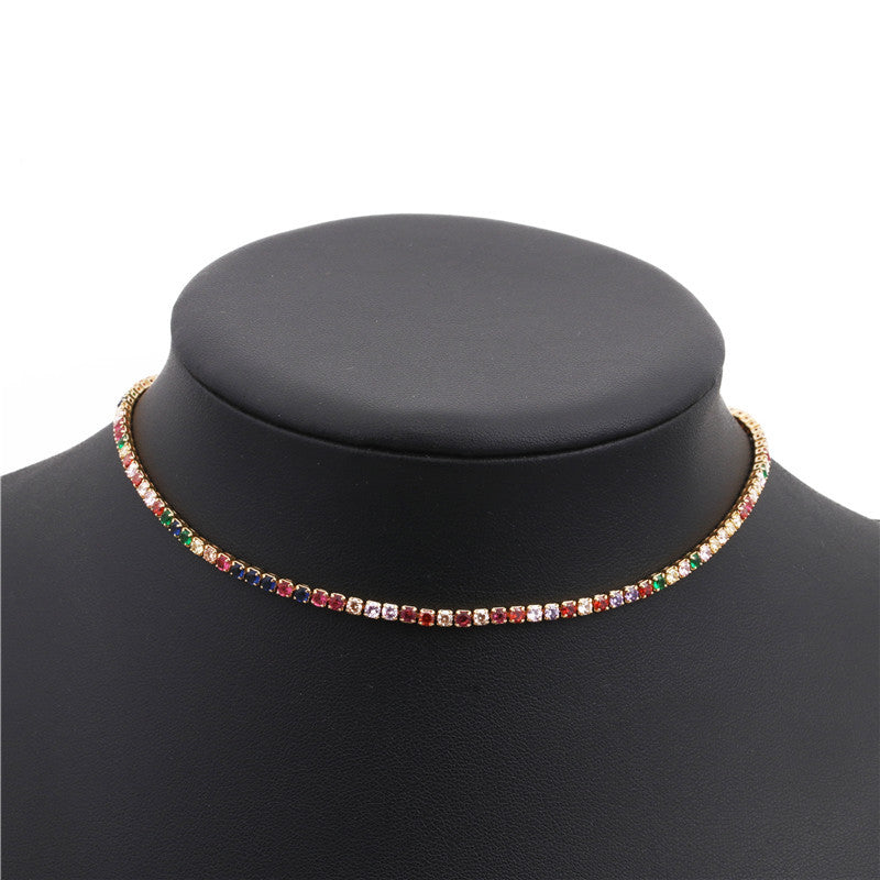 Multicolor Rhinestone Choker