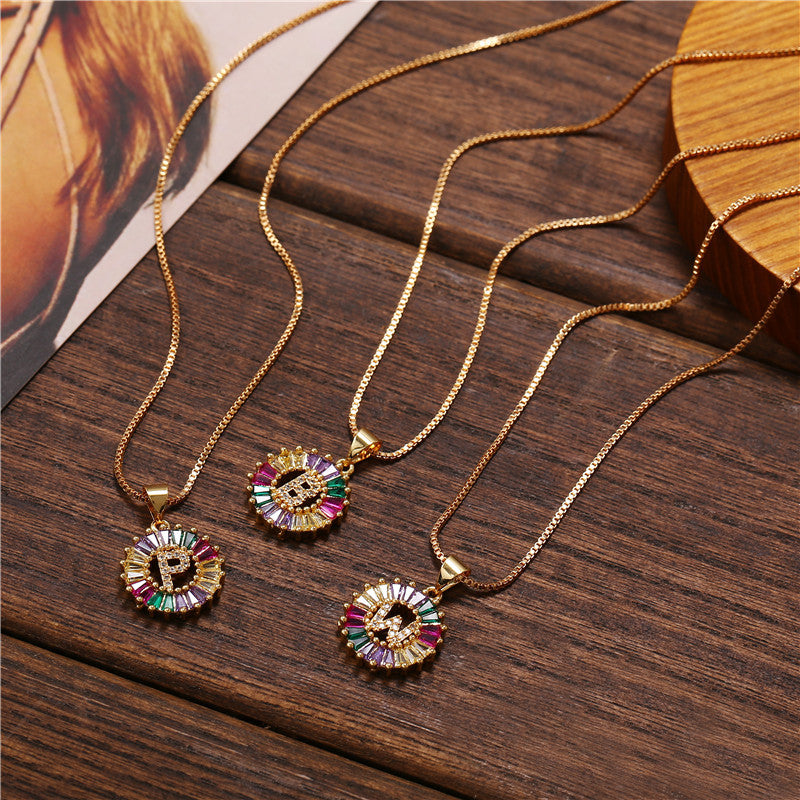 Rainbow Initial Necklace