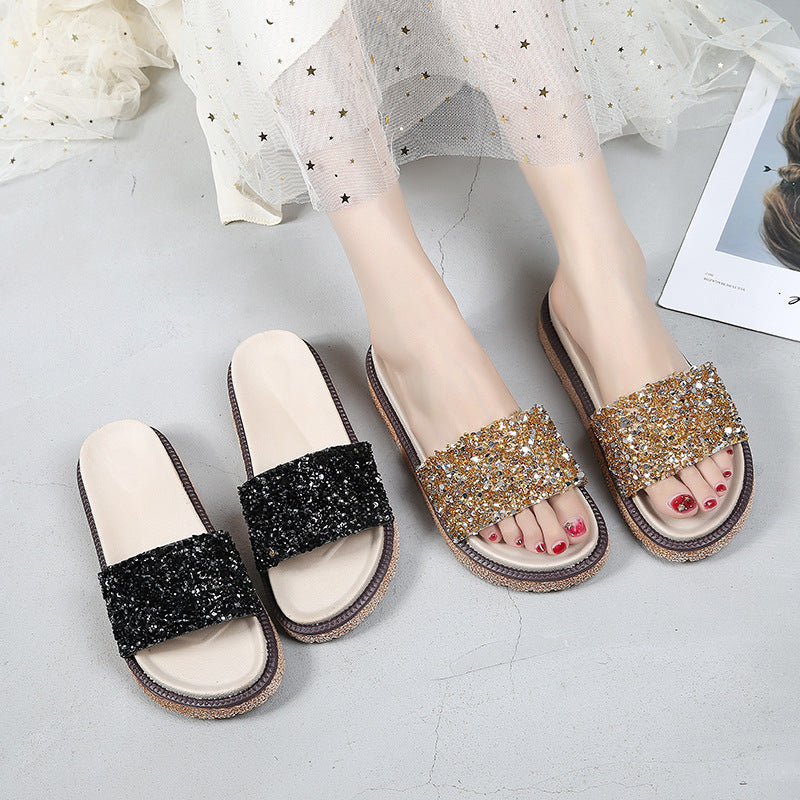 Beaded Strap Flat Sandal