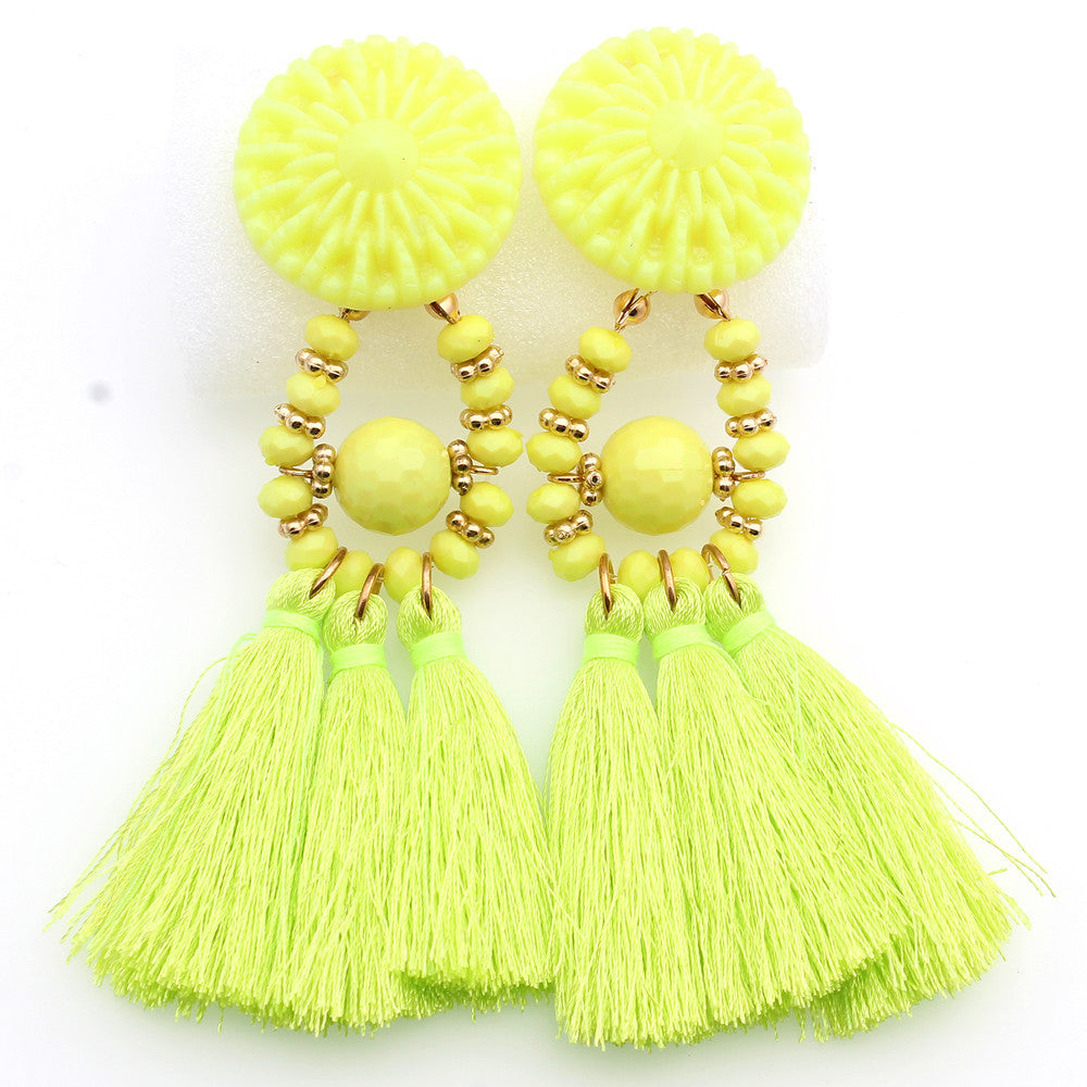 Beaded Tassel Shoulder Duster Earrings