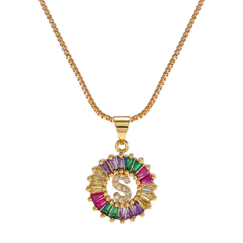 Rainbow Initial Necklace