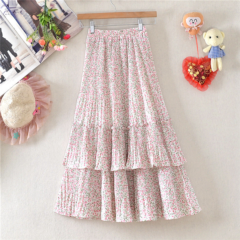 Floral Layered Ruffle Maxi Skirt