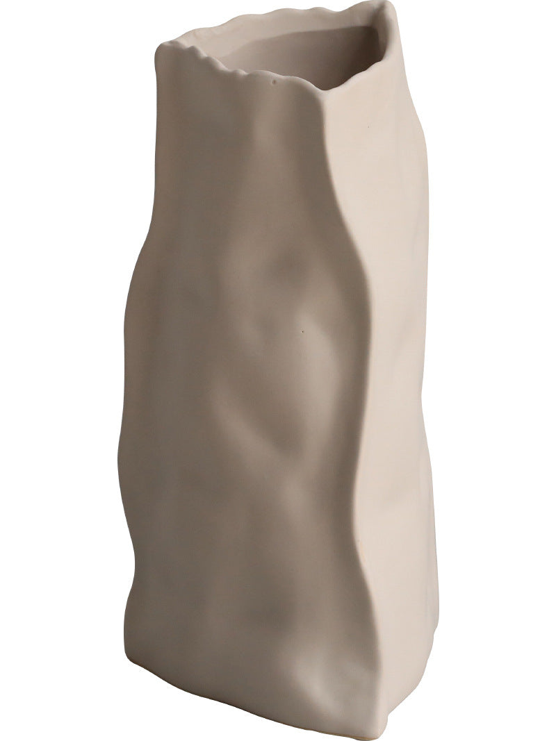 Nordic Ceramic Paper Bag Vase