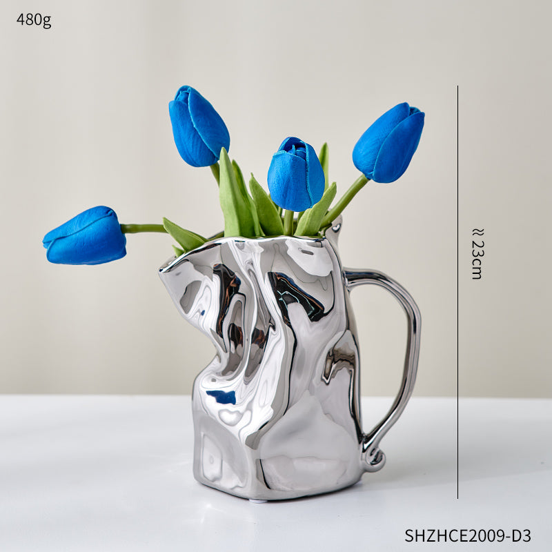 Ceramic Crumbled Pitcher Vase