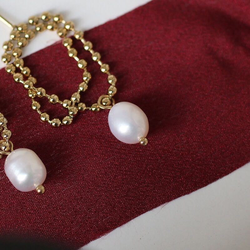 Pearl on Chain Dangle Earrings