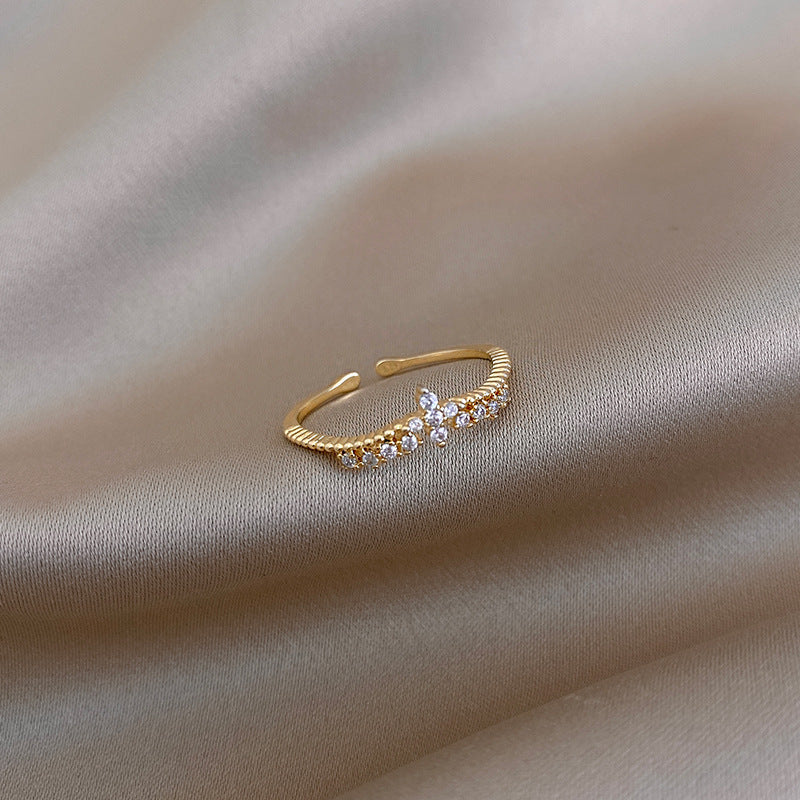 3 Piece Dainty Pearl and Rhinestone Ring Set