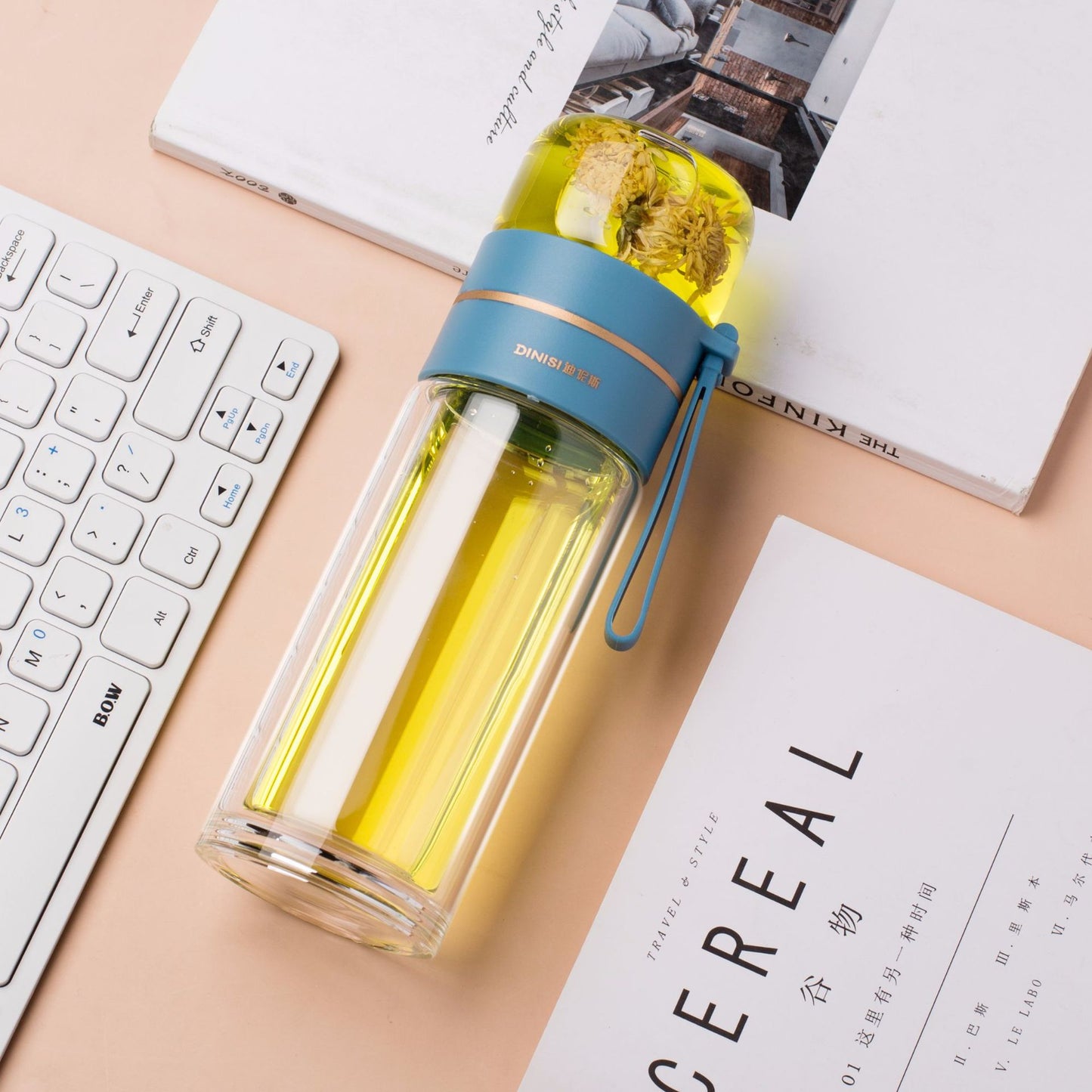 Tea Infuser Filter Glass Water Bottle