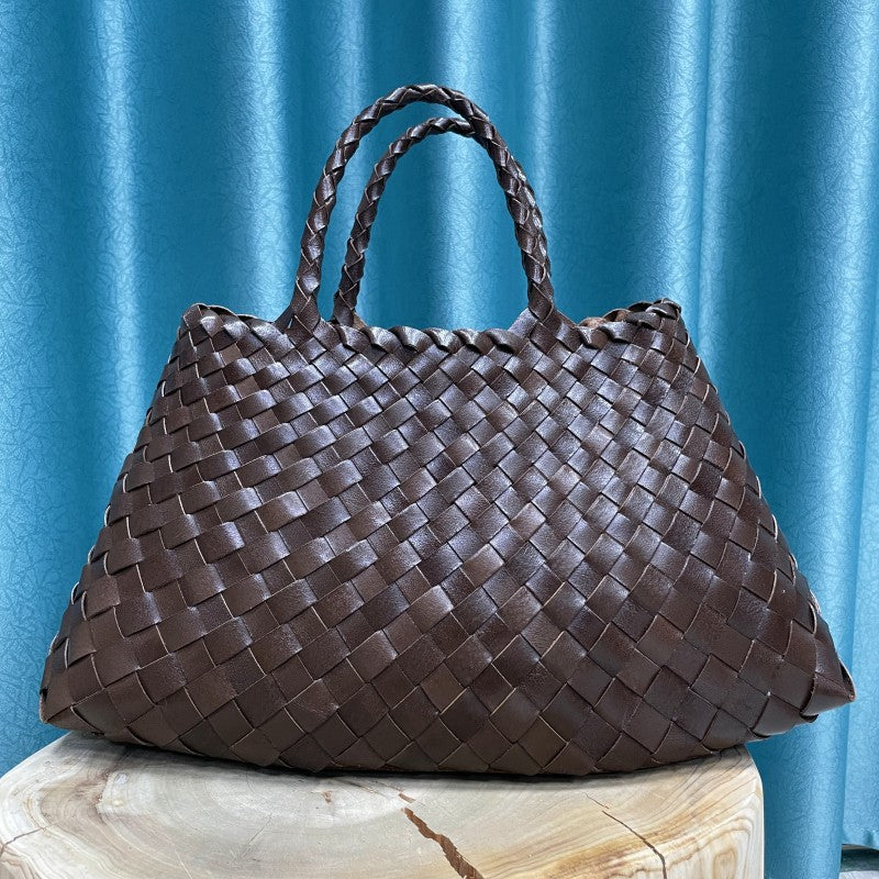 Leather Basketweave Handbag