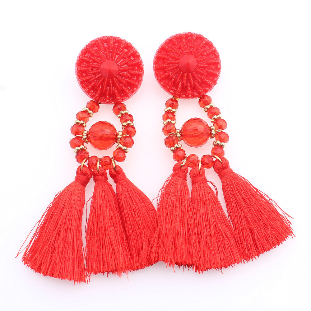 Beaded Tassel Shoulder Duster Earrings