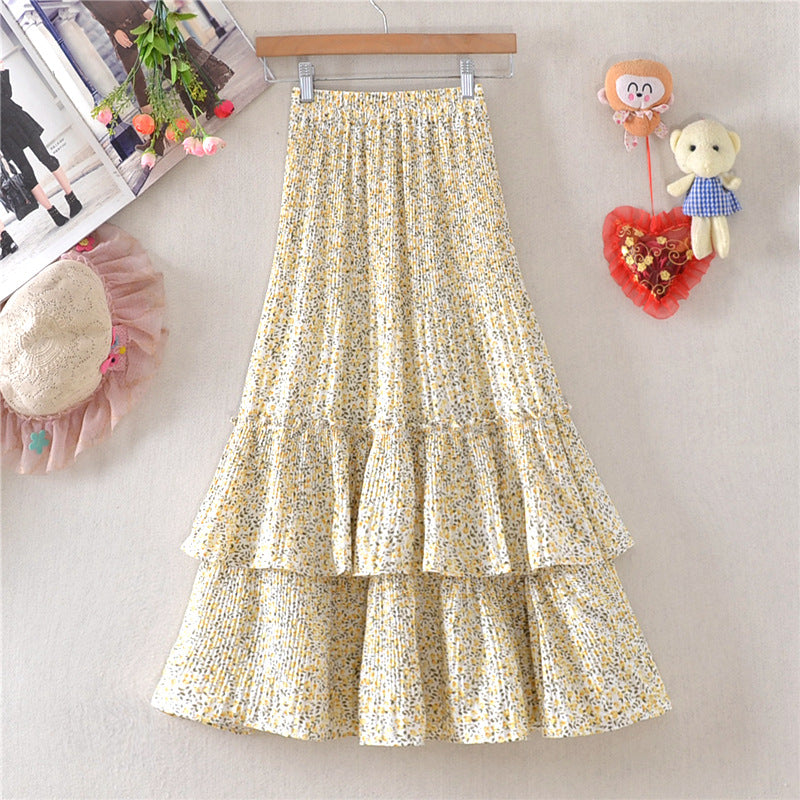 Floral Layered Ruffle Maxi Skirt