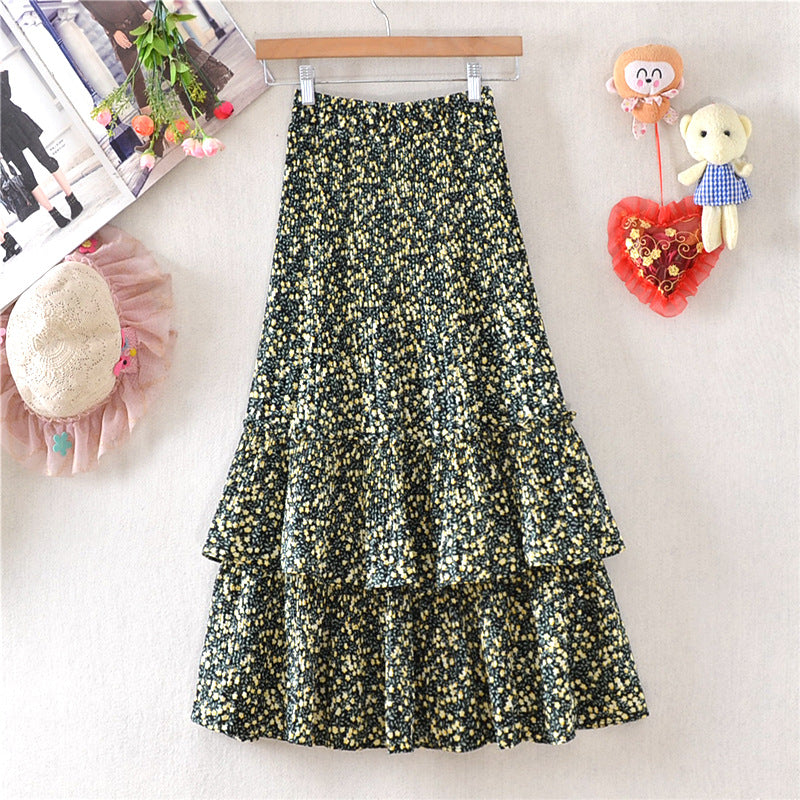 Floral Layered Ruffle Maxi Skirt