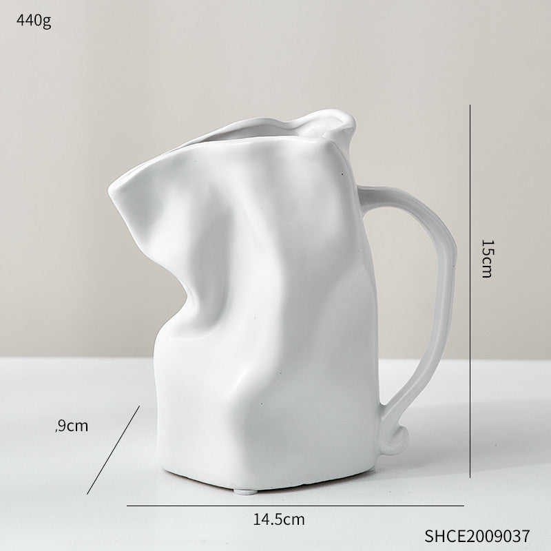 Ceramic Crumbled Pitcher Vase