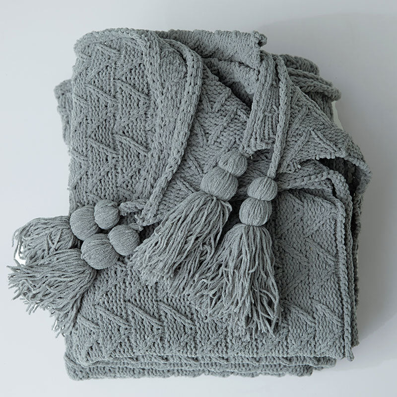 Cozy Knitted Tassel Blanket