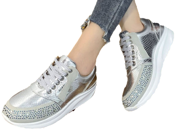 Animal Print Rhinestone Tennis Shoes